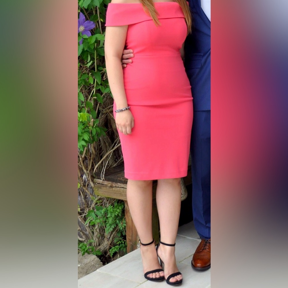 Calvin Klein Pink Coral Off-Shoulder Dress | Calvin Klein, size 6